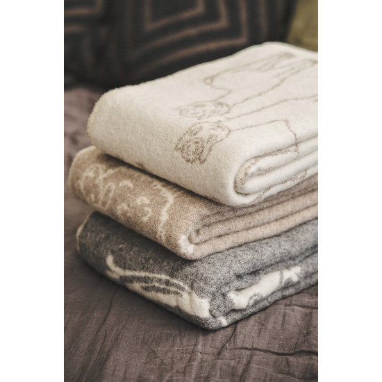 Vilnonis pledas ,,Alpaka" kreminis 130x200