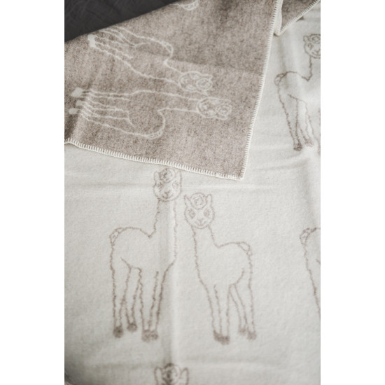 Vilnonis pledas ,,Alpaka" kreminis 130x200