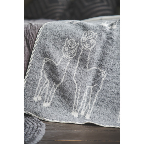 Vilnonis pledas ,,Alpaka" pilkas 130x200