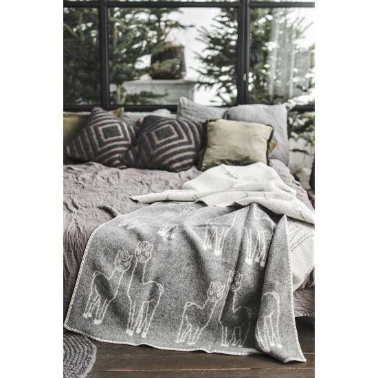 Vilnonis pledas ,,Alpaka" pilkas 130x200