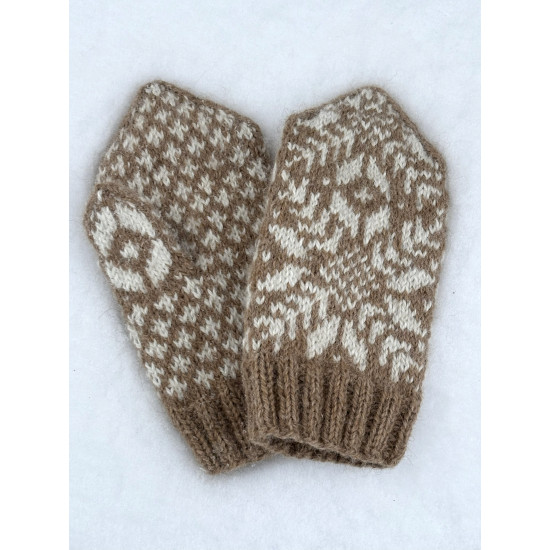 Kumštinės pirštinės iš alpakų vilnos su žvaigždžių motyvais (beige)